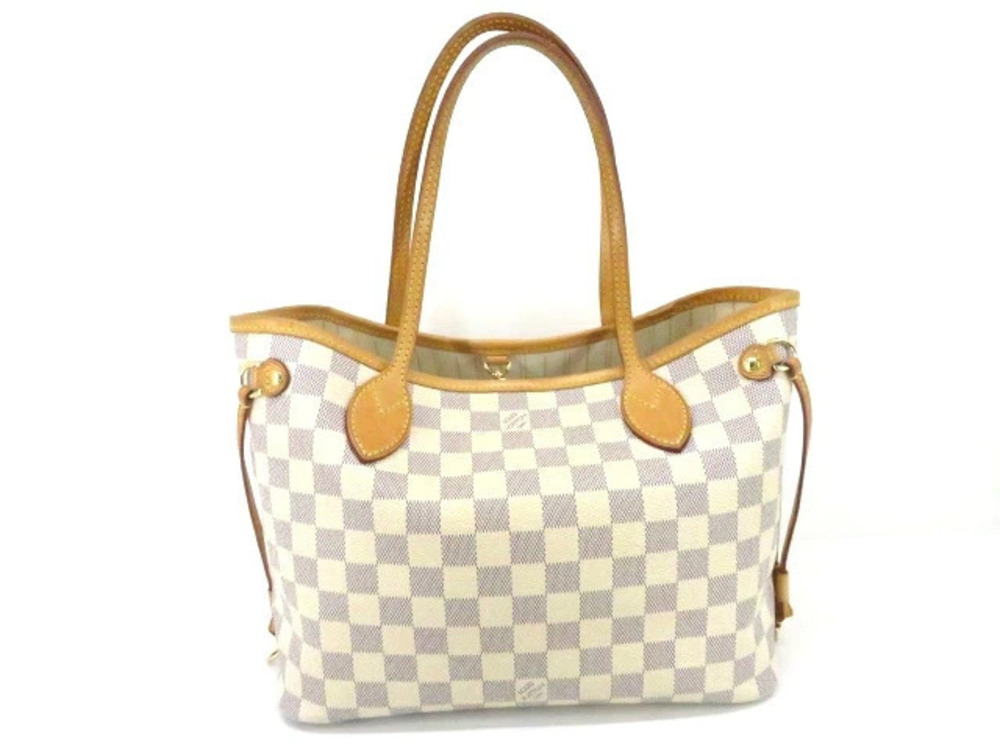LOUIS VUITTON Neverfull Tote Bag Damier Azur White